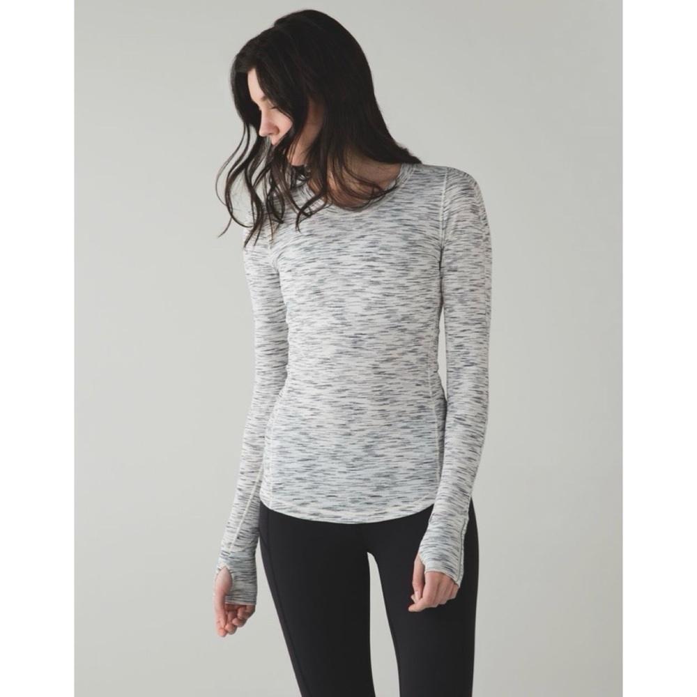 Lululemon 5 Mile Long Sleeve Tiger Space Dye Black White 2